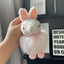 Simple Rabbit Plush Keychain with Faux Fur Pom Pom Charm