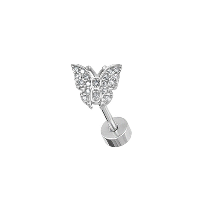 Heart Shape Butterfly Ear Cartilage Rings & Studs - 316 Stainless Steel & Silver Plated Copper