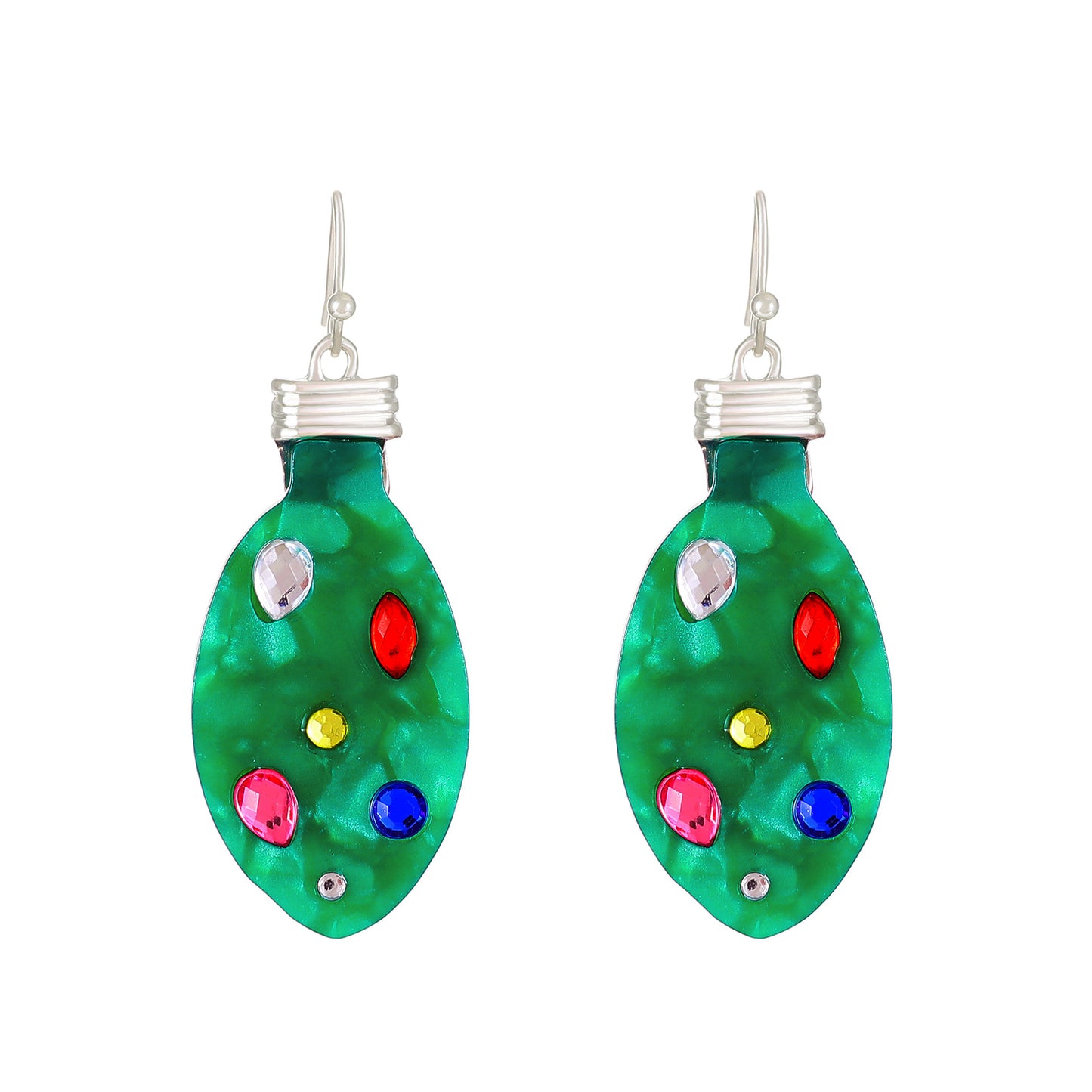 Fashion Christmas Tree Alloy Enamel Inlay Artificial Gemstones Women'S Drop Earrings 1 Pair