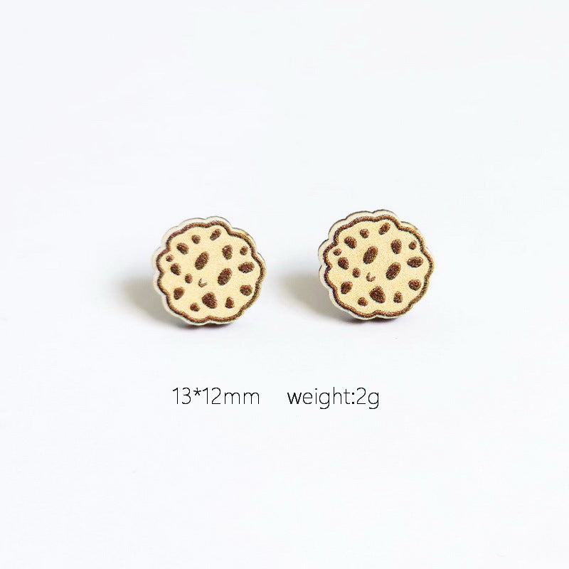 1 Pair Simple Style Food & Letter Wood Print Women's Stud Earrings