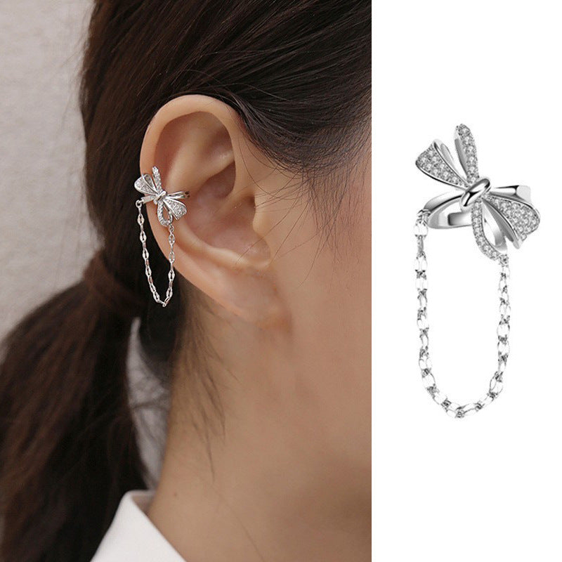 Elegant Bow Knot Tassel Copper Ear Cuffs