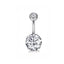 Geometric Stainless Steel Zircon & Opal Belly Ring Set - 5 Pieces Silver