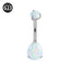 G23 Titanium Water Droplet Belly Ring with Synthetic Opal and Zircon Inlay