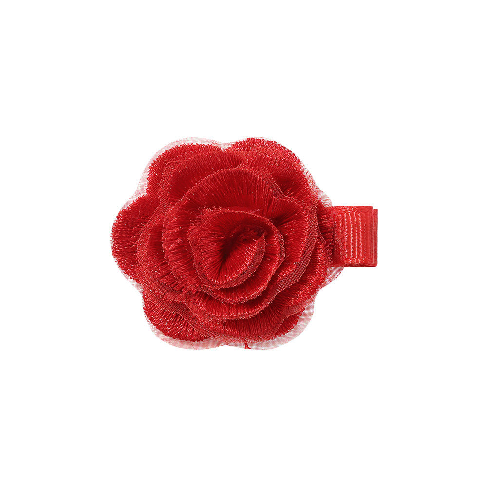 Kids' Floral Bow Knot Hair Clip - Camellia Rose Handmade Fabric Design