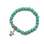 Retro Ethnic Geometric Turquoise Beaded Bracelet Set with Cross Charms