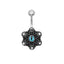 Retro Punk Flower Belly Ring - 316 Stainless Steel & Black Nickel Alloy with Acrylic Inlay