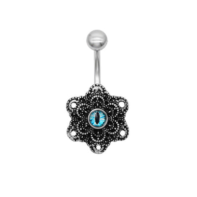 1 Piece Belly Rings Retro Exaggerated Punk Flower 316 Stainless Steel  Alloy Inlay Acrylic Black Nickel