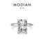 Commute Rectangle Sterling Silver Inlay Zircon Rhodium Plated Statement Ring