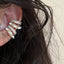 Silver Zircon Key Lock Open Ring & Tassel Ear Cuff Set