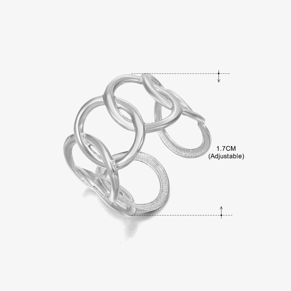 Fashion Geometric Oval Stainless Steel Adjustable Ring