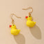 Resin Cartoon Animal Duck Earrings