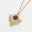 Fashion Sector Eye Stainless Steel Gold Plated Natural Stone Zircon Pendant Necklace 1 Piece