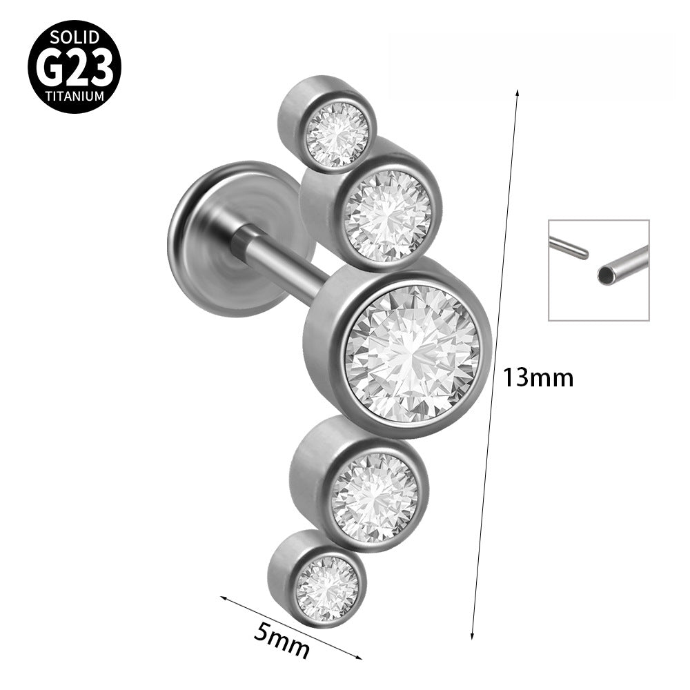 G23 Titanium Zirconia Geometric Ear Cartilage and Lip Rings with Dog Paw and Sun Design