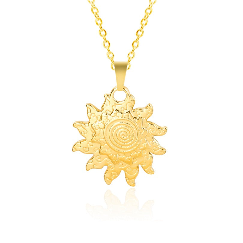 Wholesale 18K Gold Plated Sun Pendant Necklace Stainless Steel