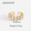 18K Gold Plated Brass Zircon Open Ring for Women