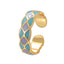 IG Style Geometric Butterfly 14K Gold Plated Open Ring with Zircon and Pearl Inlay