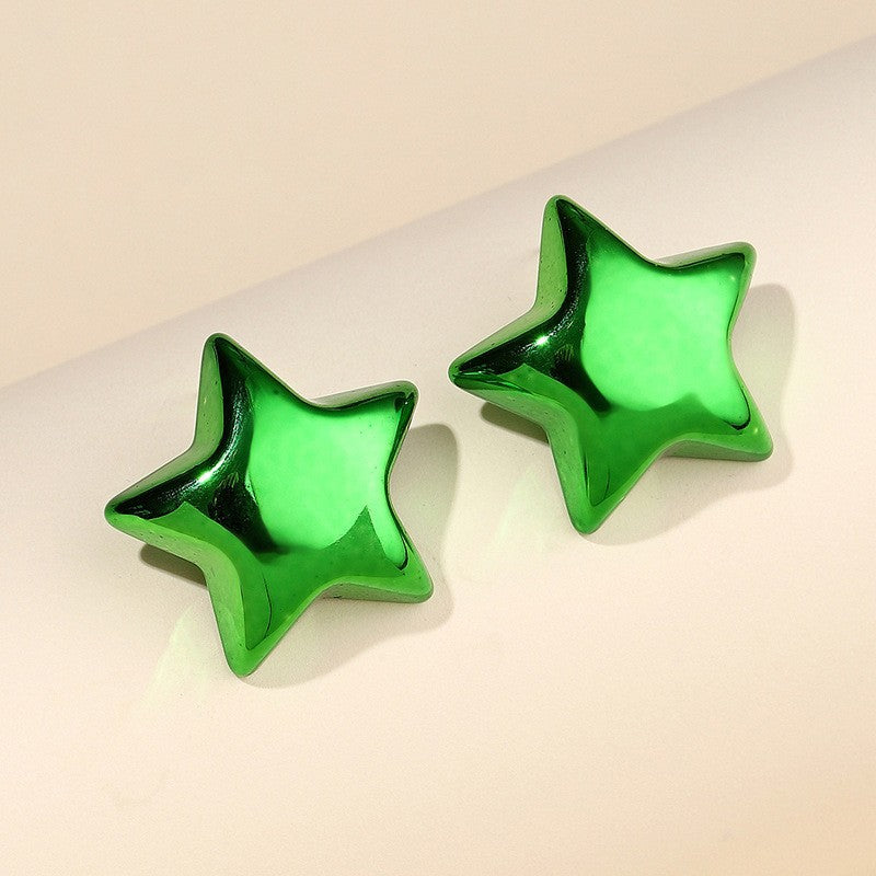 Candy Color Acrylic Round and Star Stud Earrings for Women