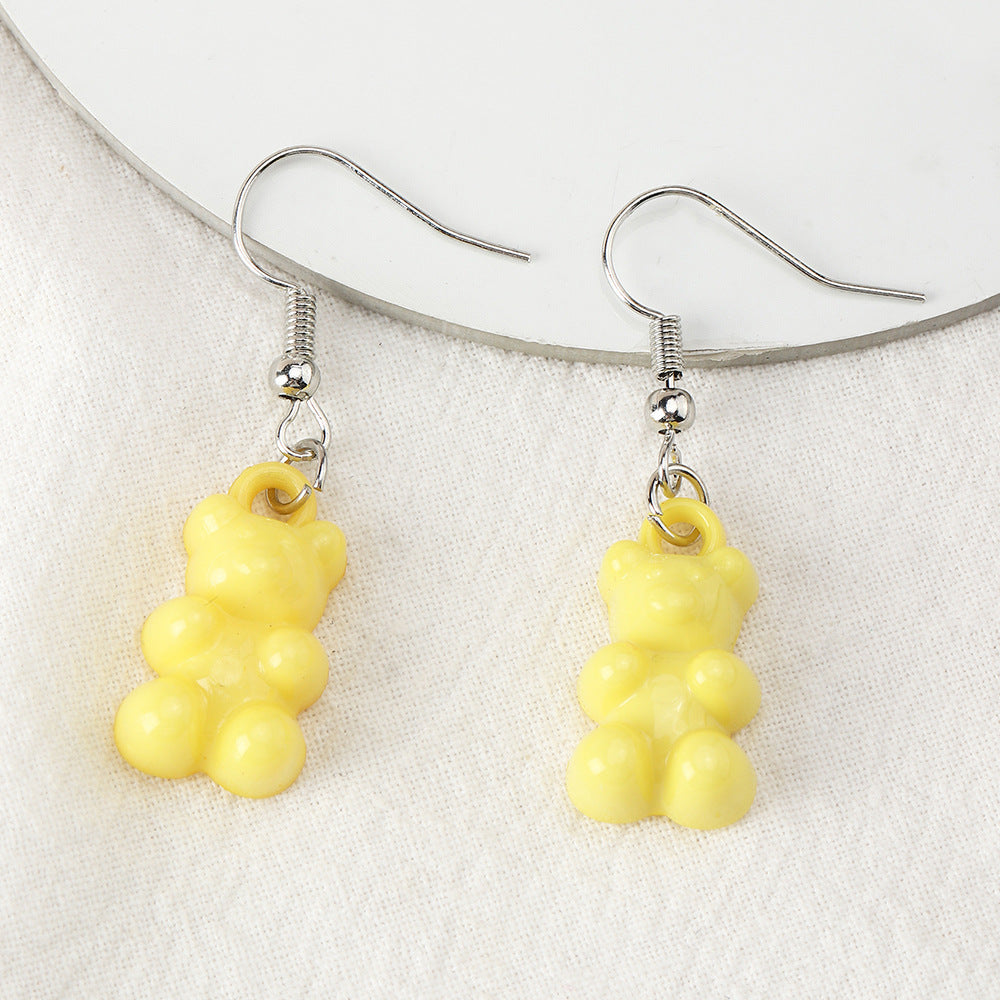 Cross-border Ins Cute Color Bear Earrings Earrings Soft Cute Girl Earrings