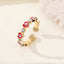 Retro Rhinestone Peach Heart Evil Eye Zircon Alloy Open Ring for Women