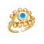 INS Style Evil Eye 18K Gold Plated Copper Open Ring - Vintage Turkish Design