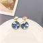 Klein Blue C Shape Alloy Stud Earrings - Niche Simple Design Korean Style for Women