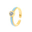 Fashion Heart Shape Colorful Enamel Open Ring with Rhinestones