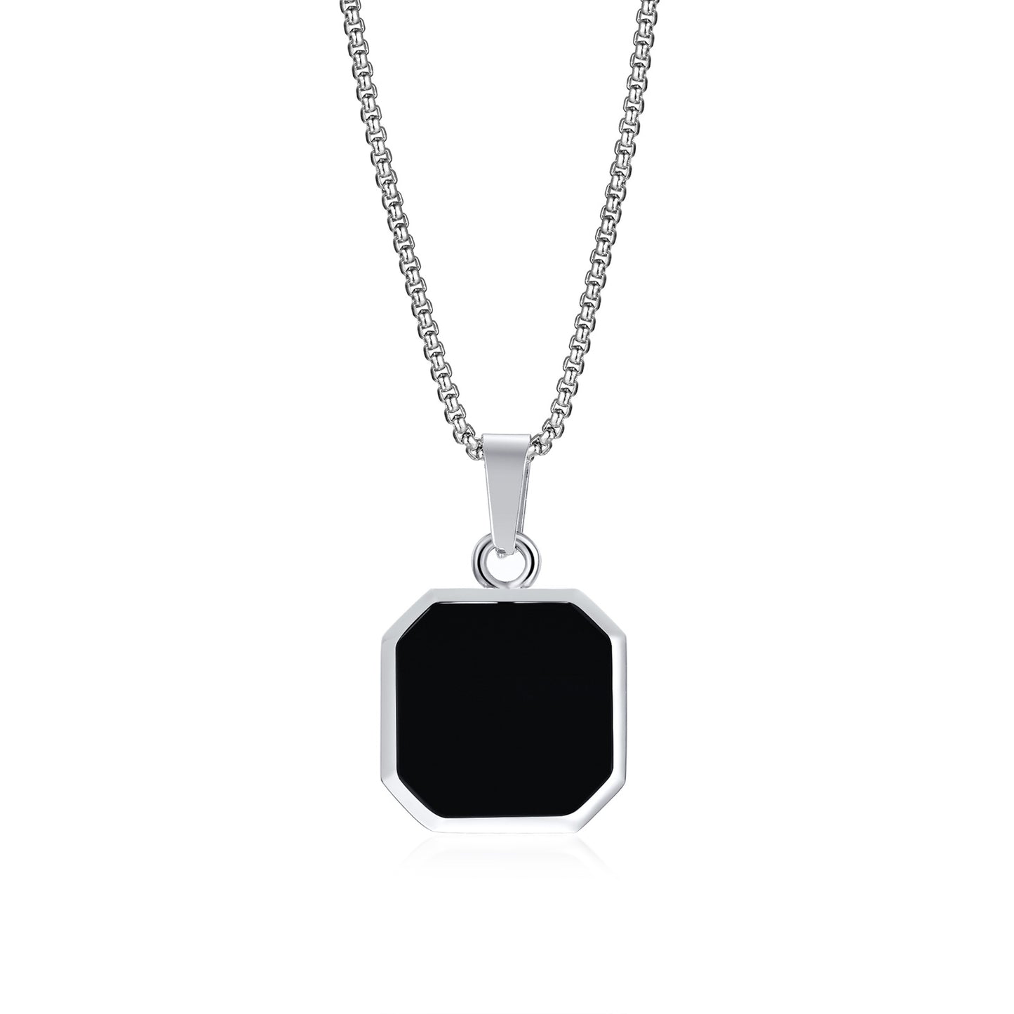 Retro Black Geometric Titanium Steel Pendant Necklace for Men