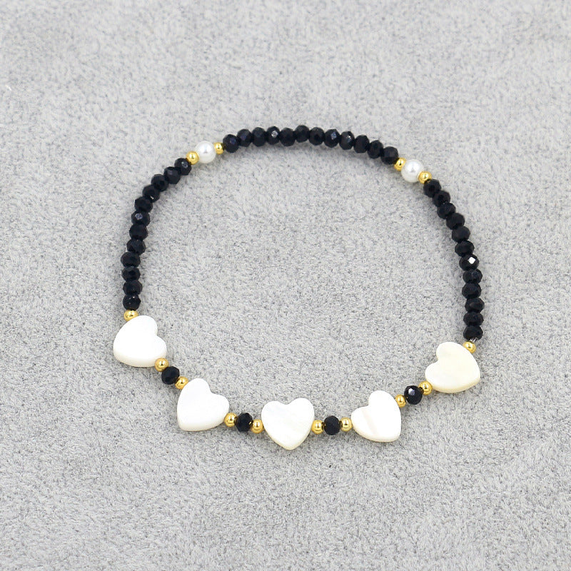 Elegant Bohemian Heart Crystal Shell Beaded Women's Bracelet