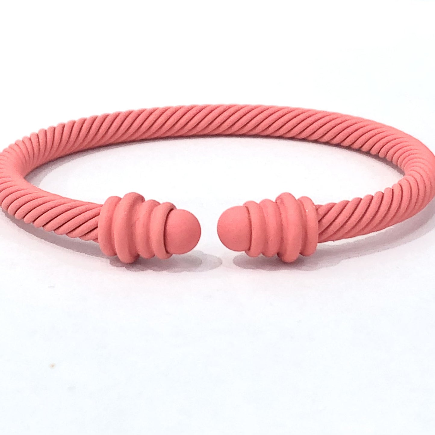 Simple Spiral Stripe Matte Color Open Cuff Bracelet for Women