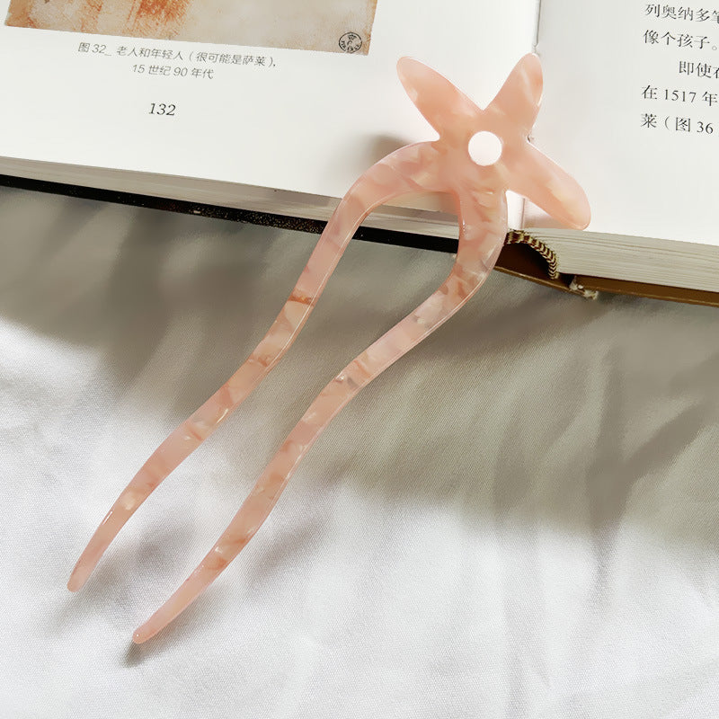 Women's Chinoiserie Star Acetate U-Shaped Hairpin