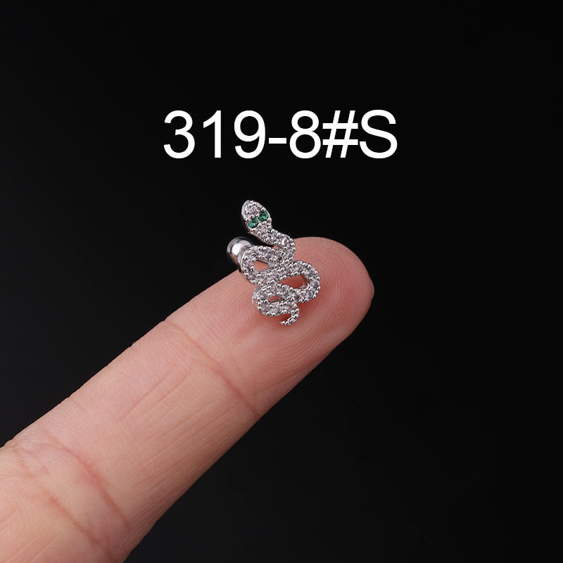 Fashion Zircon Copper and Stainless Steel Ear Studs