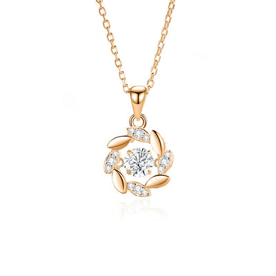 Sterling Silver Moissanite Zircon Pendant Necklace with Wheat Design