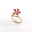 Simple Flower Zircon Adjustable Gold Plated Copper Ring