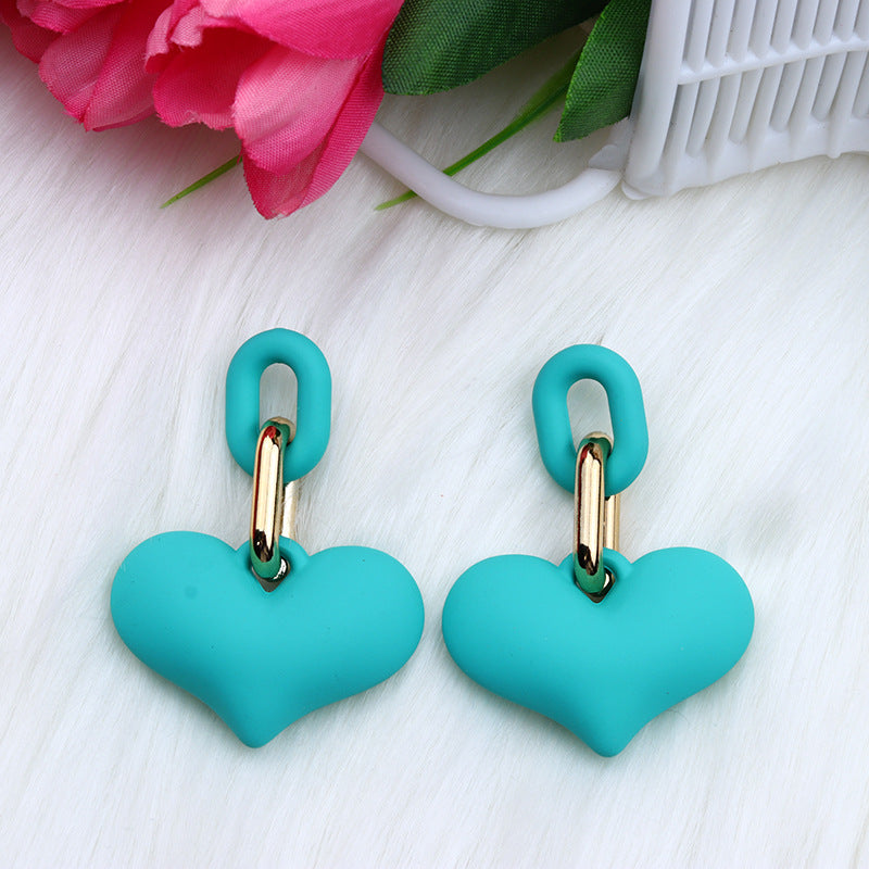 1 Pair Ig Style Heart Shape Spray Paint Arylic Drop Earrings