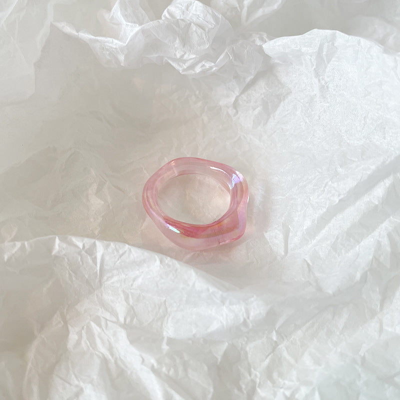 Minimalist Geometric Resin Candy Color Women's Ring