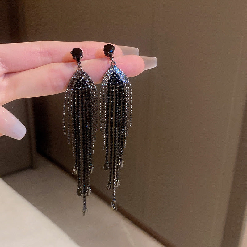 1 Pair Exaggerated Modern Style Tassel Inlay Metal Copper Rhinestones Drop Earrings