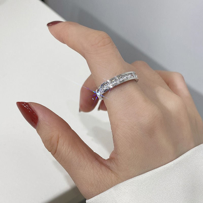 Fashion Zircon Inlay Titanium Steel Ring for Women