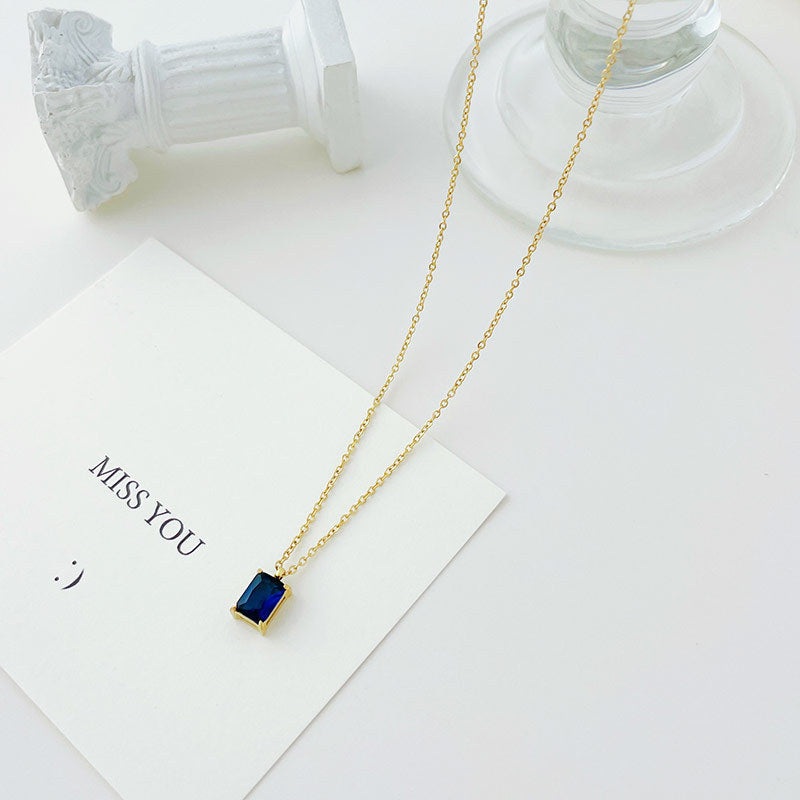 Elegant Minimalist Stainless Steel Rhinestone Pendant Necklace