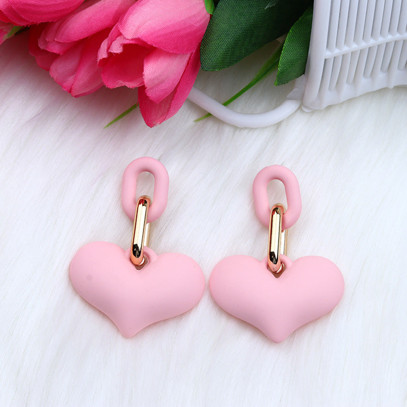 1 Pair Ig Style Heart Shape Spray Paint Arylic Drop Earrings