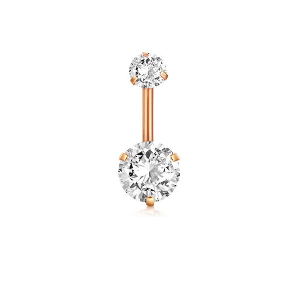 Fashion Water Droplets Stainless Steel Inlay Zircon Belly Ring 5 Pieces