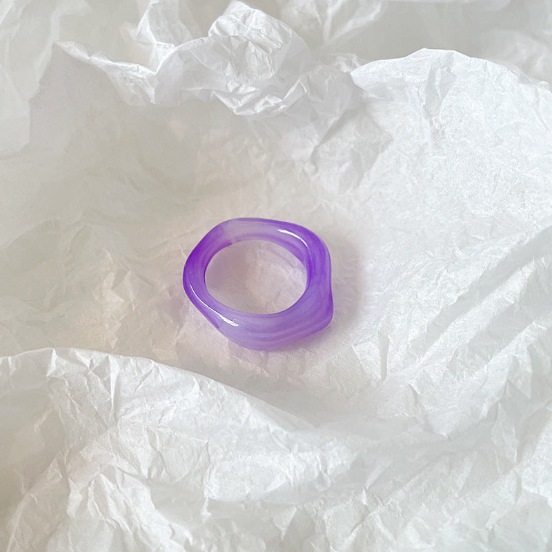 Minimalist Geometric Resin Candy Color Women's Ring