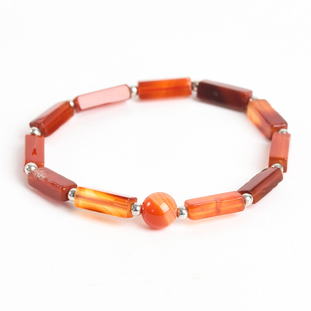 Casual Natural Stone Crystal and Leather Beaded Bracelet Set