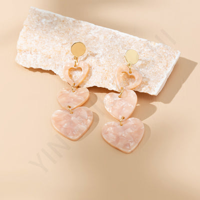 Casual Vacation Heart Shape Acrylic Gold Plated Drop Earrings