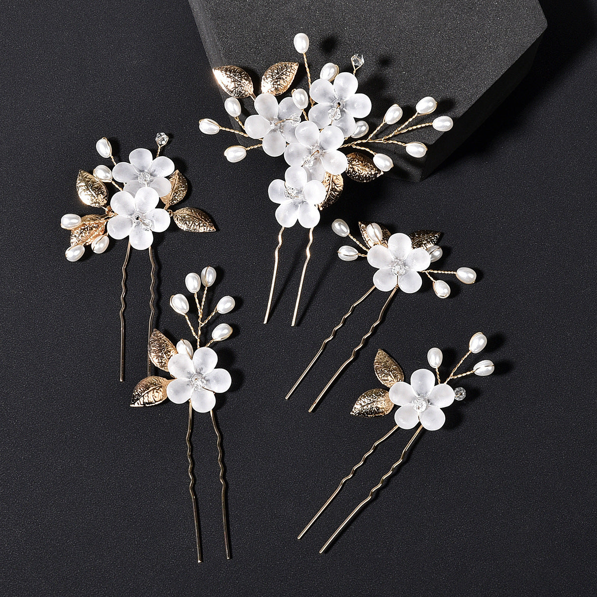 Floral Alloy Hairpin Set - U-Shaped Bridal Wedding Tiara Headwear