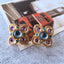 Colored Diamond Drip Glaze Electroplated Ear Clips with Silver Needle Studs