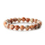 Retro Classic Round Wood Agate Beaded Bracelet with 8mm Tiger Eye and Rainbow Beads