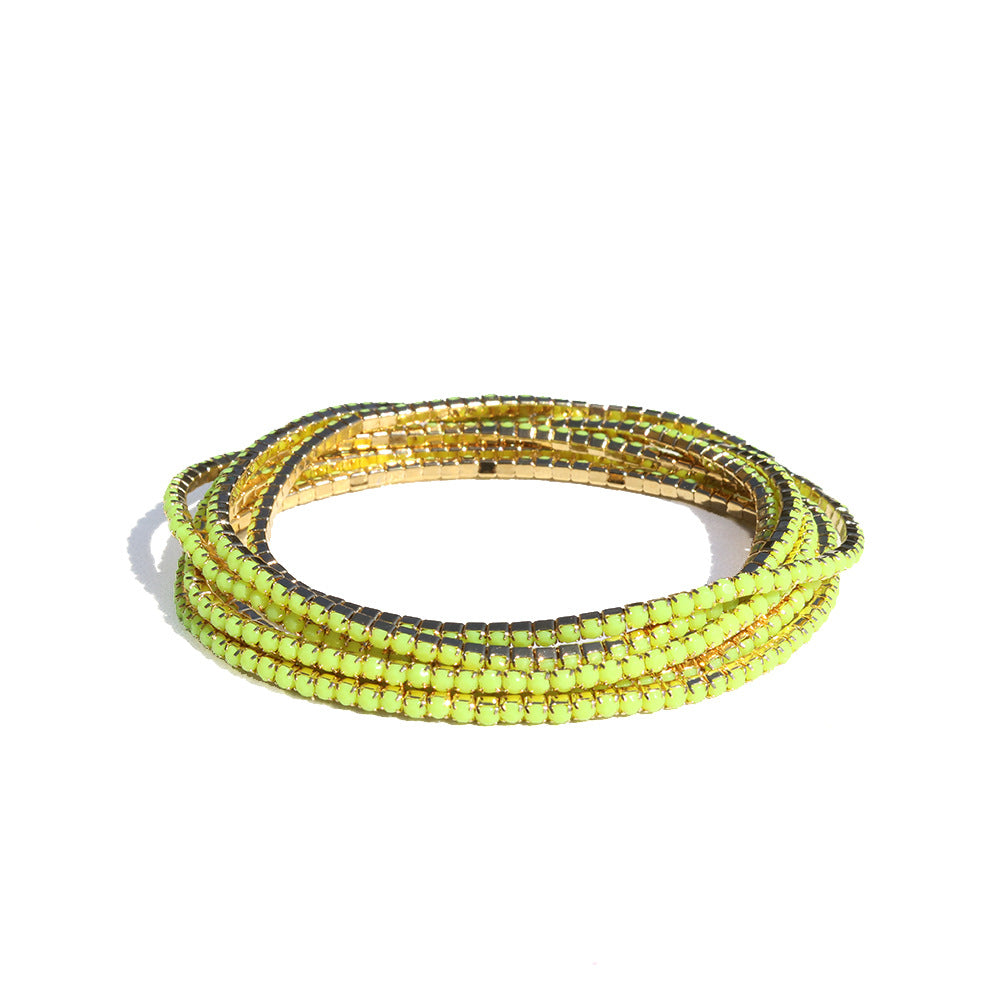 Geometric Zircon Rhinestone Stretch Bracelet Set for Women