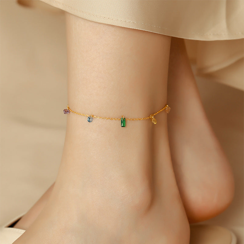 Casual Minimalist 18K Gold Plated Stainless Steel Women's Anklet