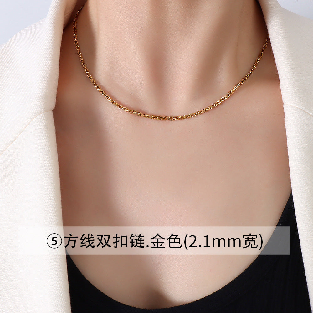 18K Gold Plated Minimalist Titanium Steel Necklace Set