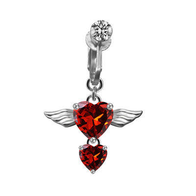 Modern Heart Shape Stainless Steel Gemstone Belly Ring and Ear Cuff